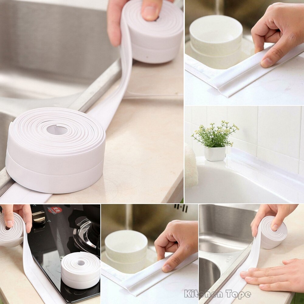 Tape Caulk Tool For Kitchen Bathroom Waterproof Wall Sealing Strip Self-Adhesive Strong Cleaning