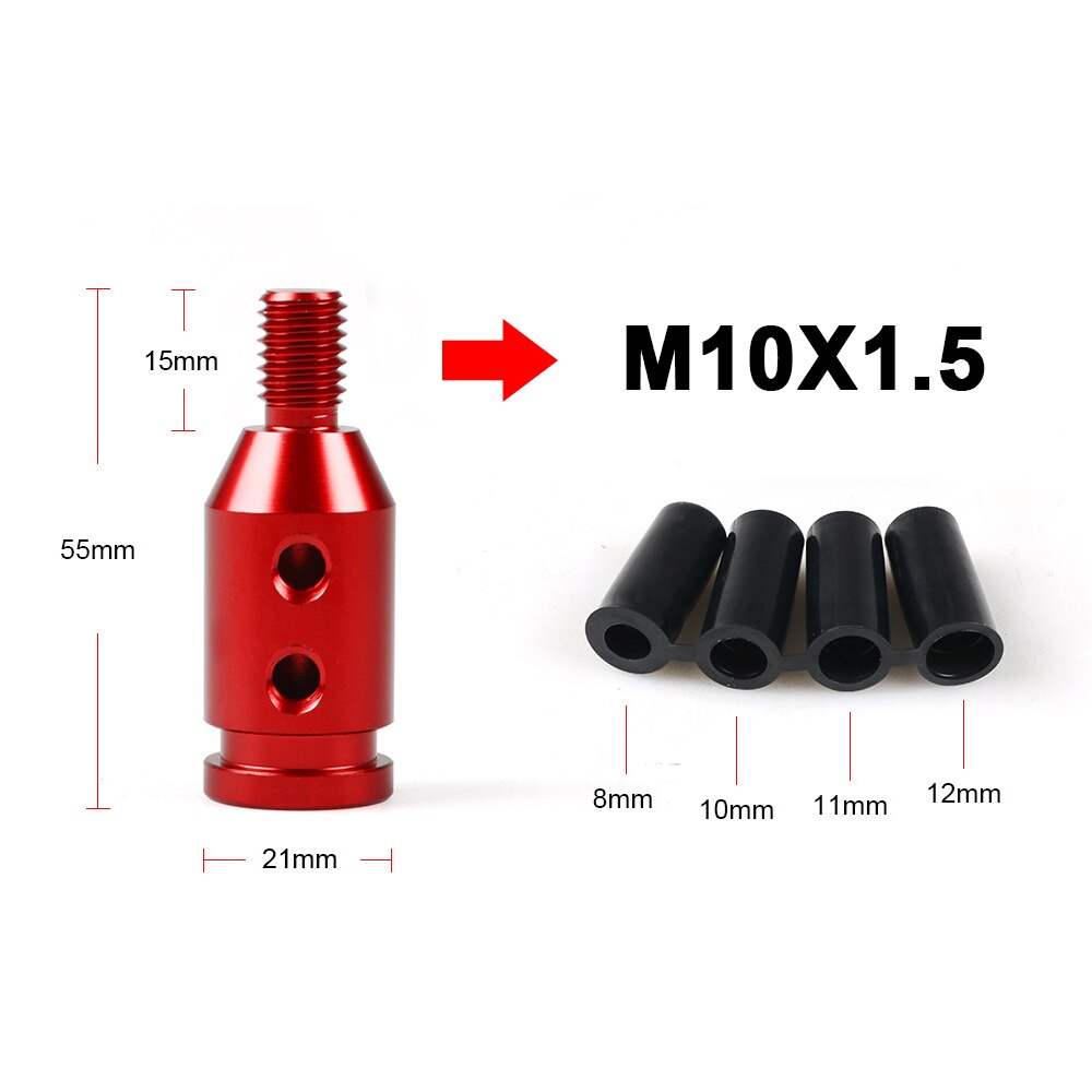 Adaptador Universal de pomo de cambio de marchas Manual para coche, palanca de cambios sin rosca, aleación de aluminio, rosca M10x1.5/M12x1.25: Red-10x1.5