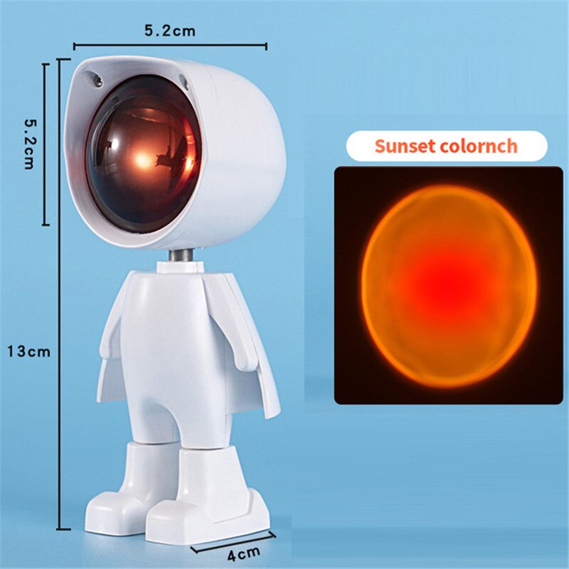 De Zon Nooit Sets Projector Lamp Robot Zonsondergang Projectie Nachtverlichting Zonsondergang Lamp Projector Led Night Verlichting Sfeer Licht: White sunset red