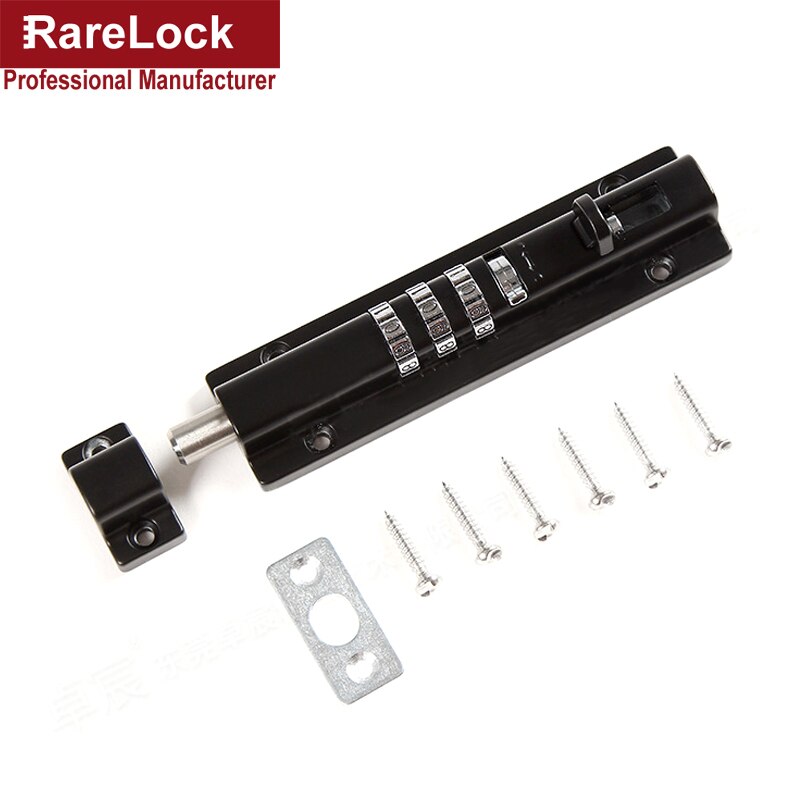 Combination Door Latch Lock 3 Digit Password Sliding Bolt for Storage Jewelry Box Cabinet Gym School Locker Rarelock MS550 I: Black 1pcs