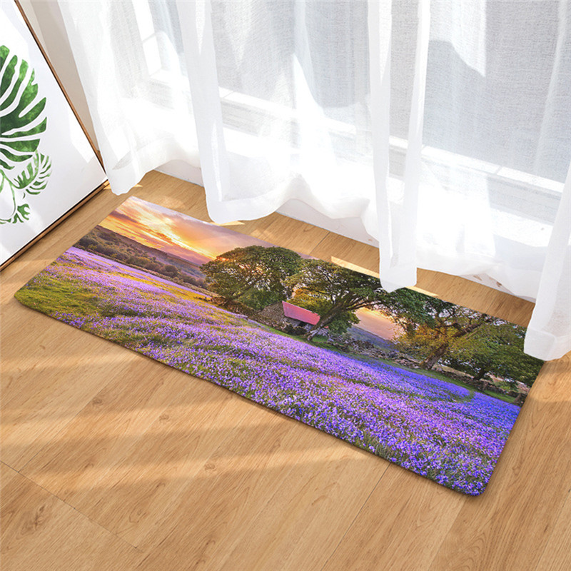 Peinture à la lavande antidérapante flanelle | 40x60cm, tapis de salle de bain, d'absorption d'eau, tapis de sol, tapis de porte, directe: 6