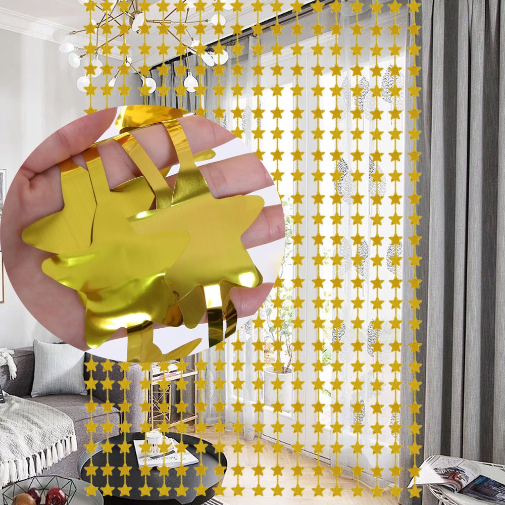 Regengordijn in de vorm van 2m*1m sterren, decoratie voor verjaardagsfeestjes, achtergrond voor bruiloften, gordijnen voor festivals, foto-rekwisieten