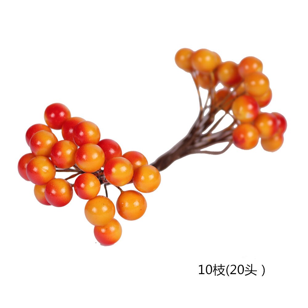 6/12/90/400 stk blandet oransje kunstig blomst kirsebær stamen bær bunt gjør-det-selv jul bryllupskake boks kranser dekor: 5. 10 stk
