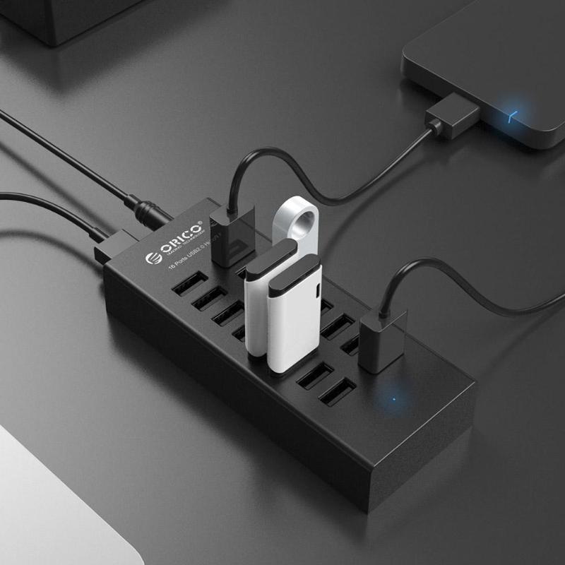 Orico  h1613 usb hub 16 porttia usb 2.0 hub multi usb 2.0 splitter adapter dock with 12v/2a eu plug power adapter for macbook laptop