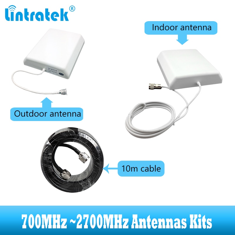 Kit de antena de 700-2700MHz 2G 3G 4G para GSM LTE WCDMA Amplificador de señal móvil, amplificador de antena, cable de 10m para repetidor de teléfono móvil