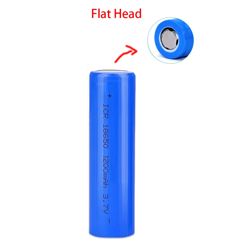 3,7 V 18650 1200 mAh Li-Ionen-Akku für Laternen, Taschenlampen, Türklingeln, Ventilatoren, Rasierer, Solar--Straßenlaterne,