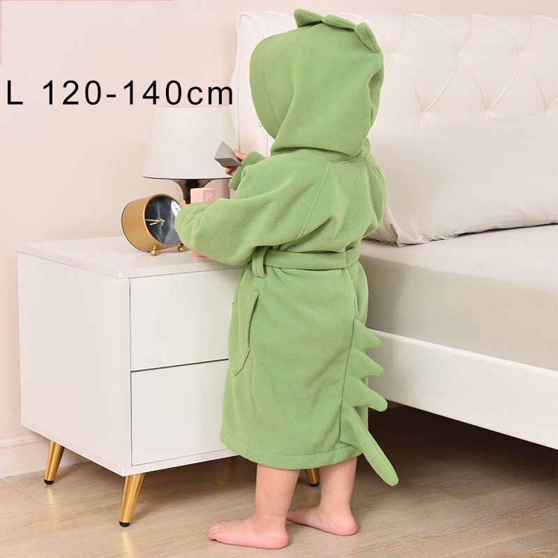 Bata de baño con capucha para niños y niñas, ropa de dormir de 90-140CM, pijamas con animales: Green L