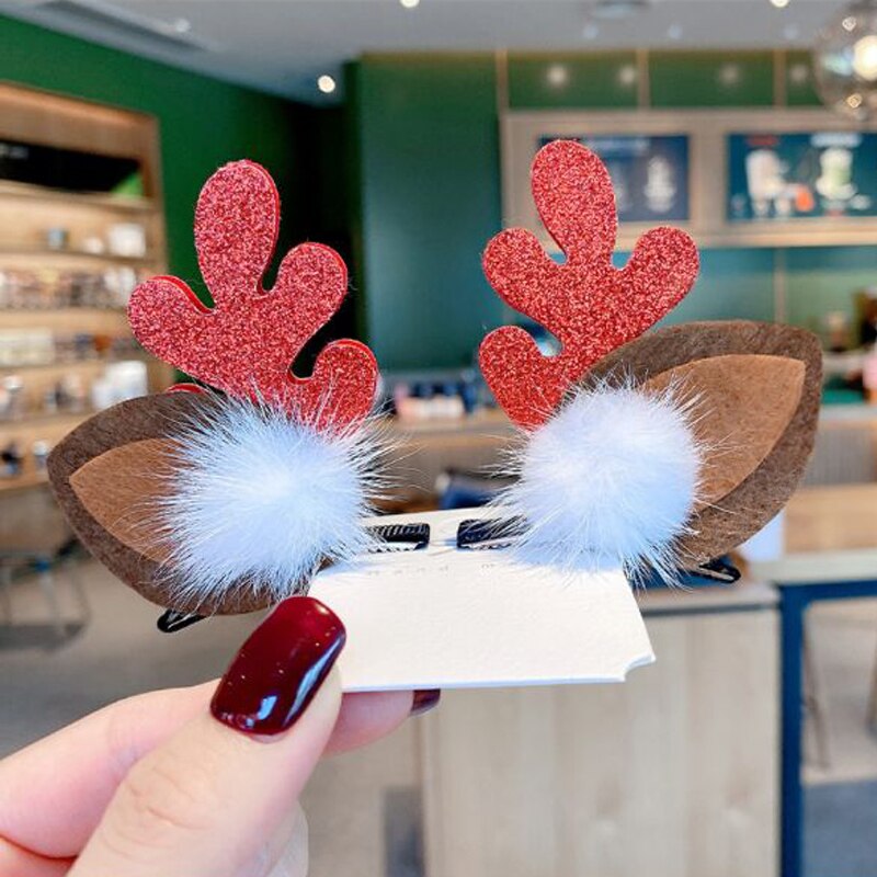Serre-tête en bois d'élan pour filles, épingle à cheveux, serre-tête de dessin animé, décoration de noël, Super mignon, 2022: Red deer antler