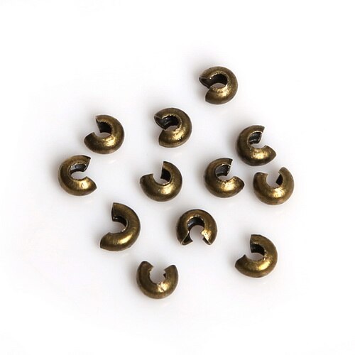 100Pcs/lot 3mm Silver/Gold/Gunmetal/Rhodium/Bronze/Copper Plated Alloy Crimp Beads Round Covers For DIY Jewelry Finding: Bronze