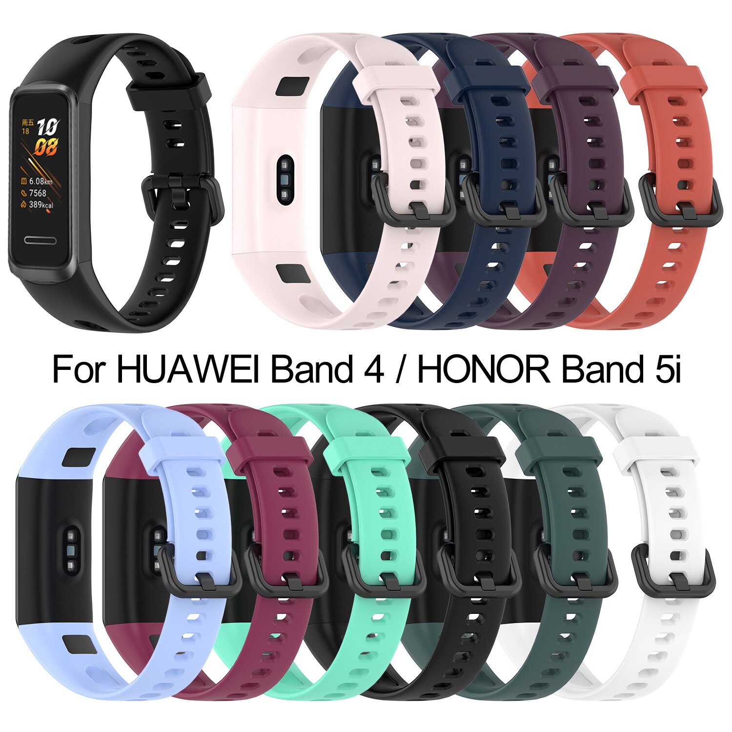 Soft Sports Silicone Wrist Strap Replacement Watch Band for HUAWEI Band 4 / Honor 5i Buckle Smart Watch Accessories