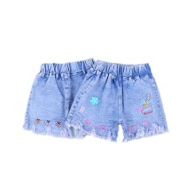 Meisjes Leuke Cartoon Korte Kinderen Zomer Denim Borduurwerk Broek Kinderen 3 4 5 6 7 Jaar Prachtige Kleren zuigelingen Kostuum