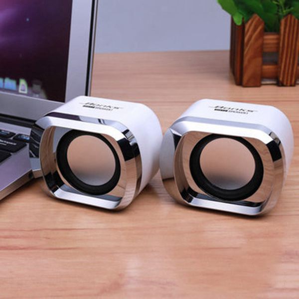 USB 2.0 Notebook Speakers Wired Stereo Mini Computer Speaker for Desktop Laptop Notebook PC MP3 MP4 3.5mm AUX IN white