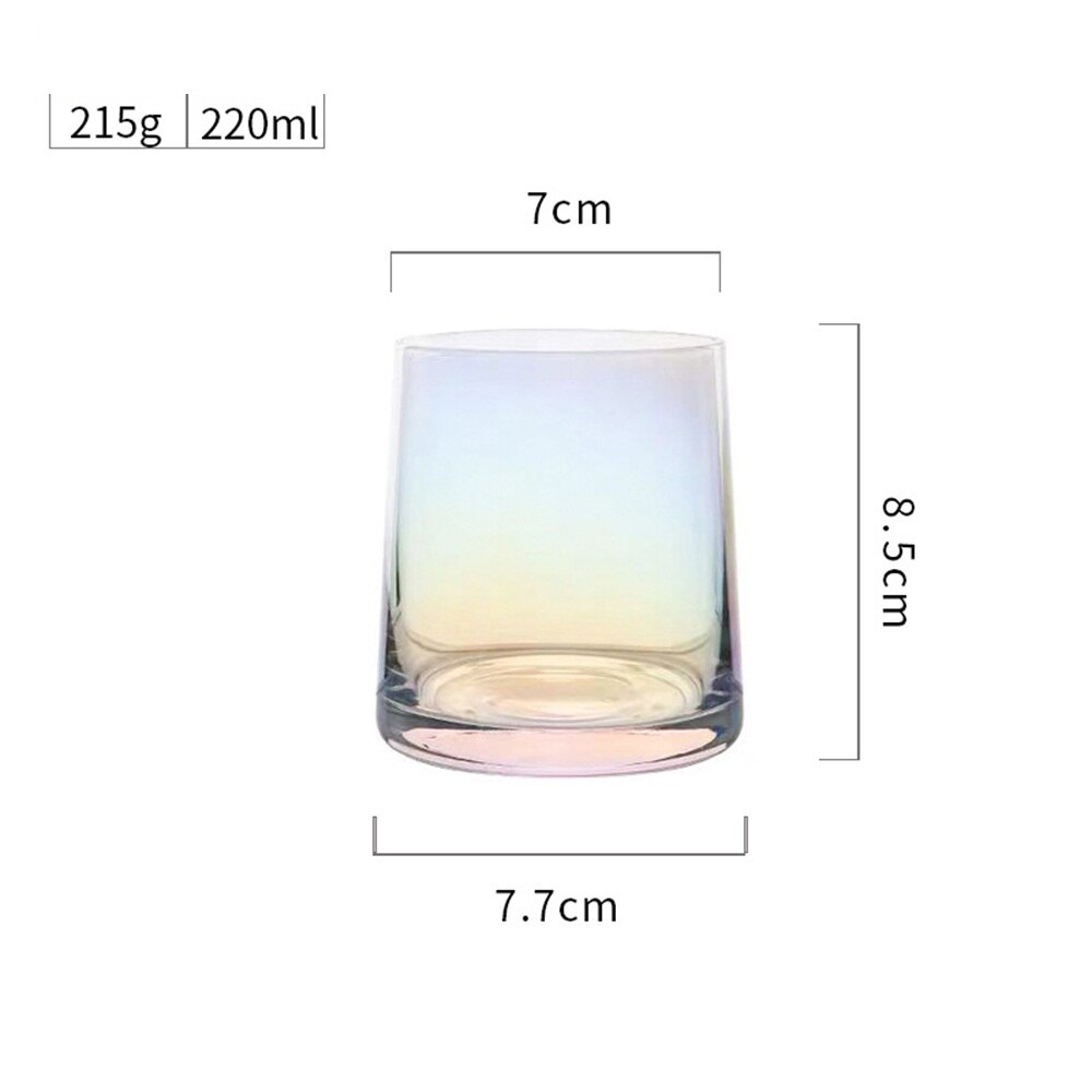 Japanese Style 220ML Water Glass Colorful Household Whiskey Glass Thick Bottom Ion Plated Water Juice Glass Glass: Colorful