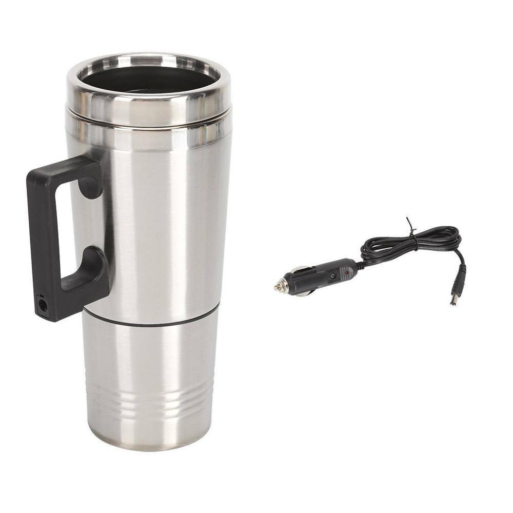 Reizen 12V Auto Thermos Thermische Verwarming Mok Cups Plug Mok 12V Auto Steel Verwarmd 500Ml Roestvrij Adapters m5K7: Default Title