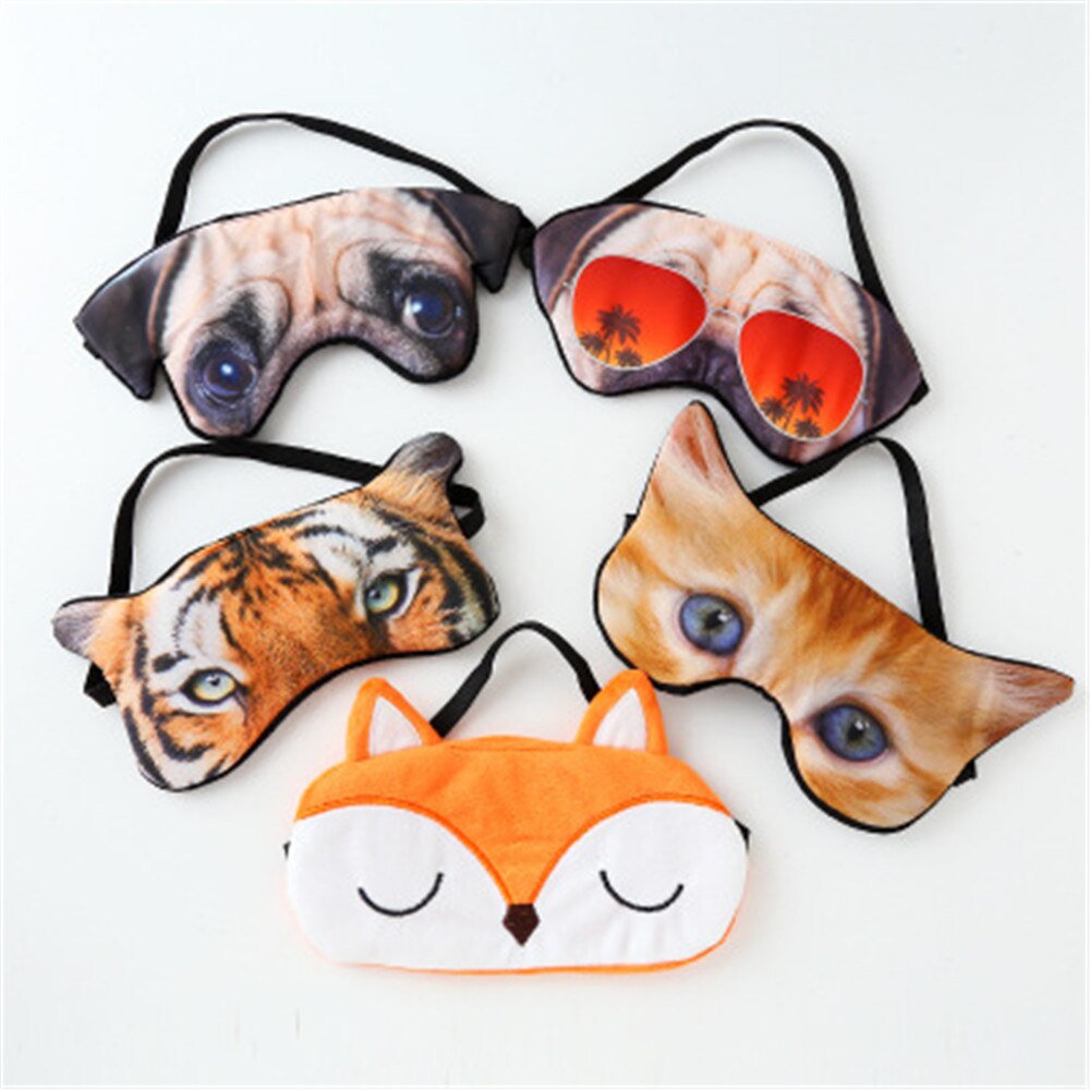 Dormir masque pour les yeux coton 3D Animal vue mignon voyage repos couverture pour les yeux ombre aide au sommeil enfants bandeau chien chat tigre