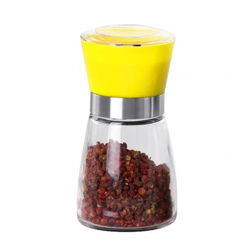 Draagbare Keuken Zout Pepermolen Grinder Fles Kruiden Jar Houder Container Zout Pepermolen Grinder Fles Kruiden Jar Ho: YELLOW