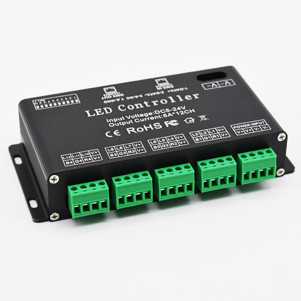LED Strip Controller DC5V-24V 12 canali RGB DMX512 LED Controller DMX Decoder luce domestica Dimmer Driver Dropshipping convenienza