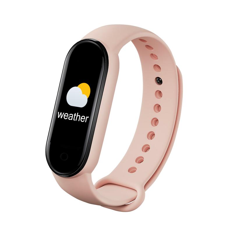 M5 smarta sportband fitness tracker stegräknare pulsmätare blodtrycksmätare bluetooth smartband armband stegräknare fitness: Rosa