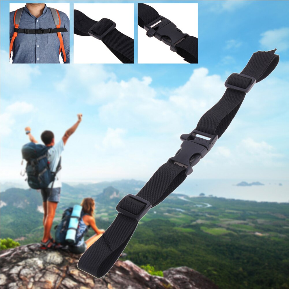 Nylon Harness Buckled Sternum Anti Slip Webbing Outdoor Backpack Accessories Adjustable With Whistle Chest Strap