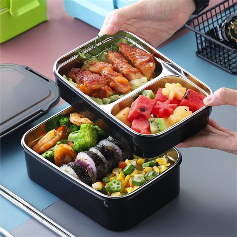 Twee Lagen Lunchbox Voor Werk School Bento Seal Box Voor Student Voedsel Container Keuken Opslag 304 Roestvrij staal Versheid