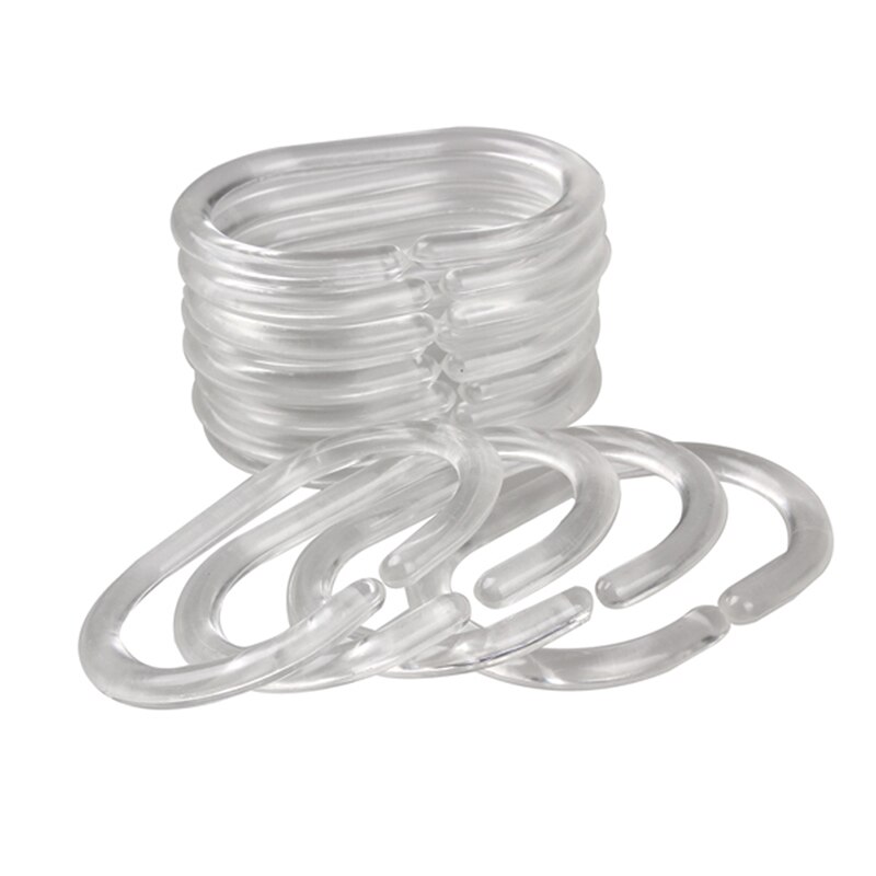 Anneaux de rideau de douche elliptique en plastique Transparent pliable en forme de C, accessoires de salle de bain, Clips LC à usage domestique, 24 pièces