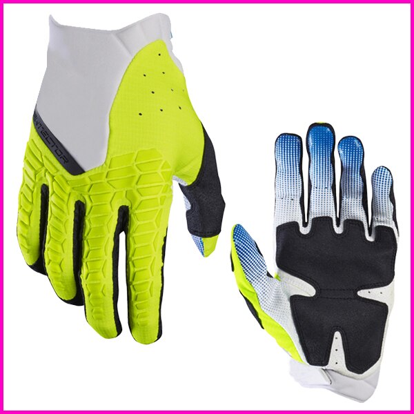 Delicate Fox Dirt bike Gloves Top Moto Gloves Moto Mountain Bike MTB Glove MX Motocross Gloves: YELLOW / L