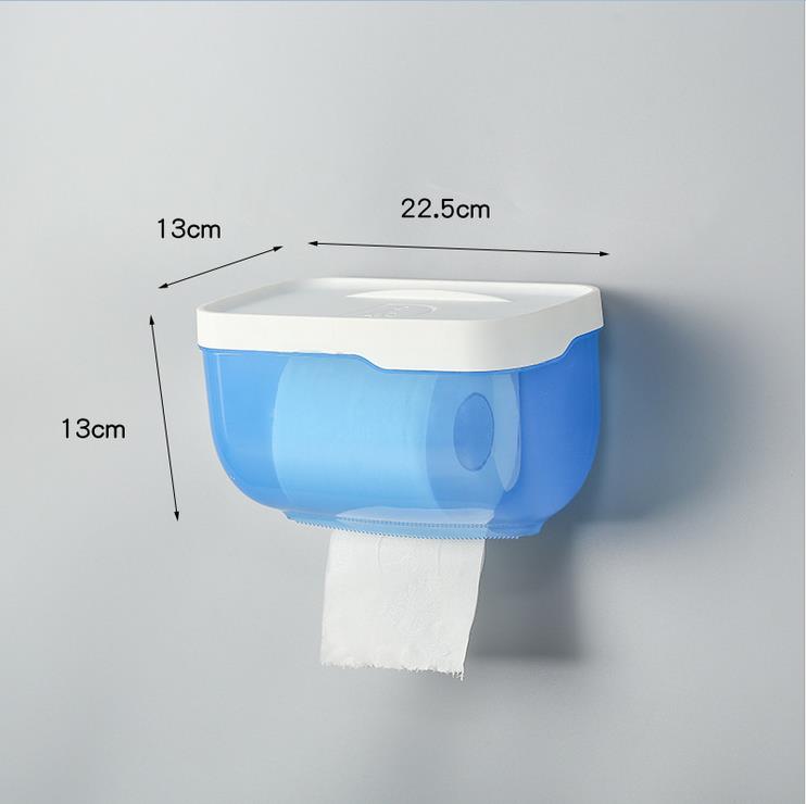 Wall-Mounted Tissue Box, Bathroom Waterproof Toilet Paper Holder, Paper Towel Box Organizer Household: Blue