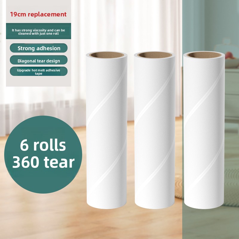 Long Pole Stiy Hair Remover Roller Large Size Tearable Paper Bed Hair Roller Bru Floor Hair Wheel Household Cleaning Tool: 19cm universal replacement core 6 rolls of paper (240 tears in total)
