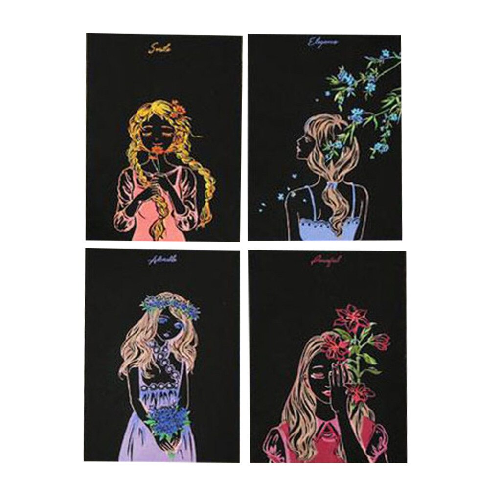 4PC Magic Paper Rainbow Scratch Art Paper Card Paint For Children Paint Postcard Kids DIY Scratch Paper For Boys Girls: B