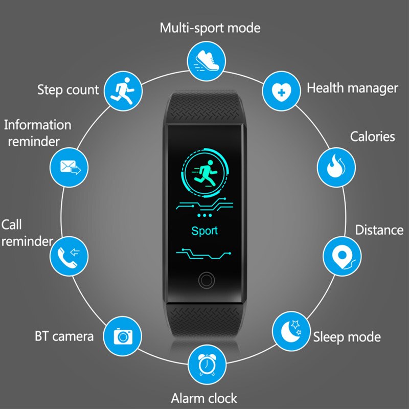 Qw18 smarta armband sport smart klocka sport steg hjärtfrekvens fitness tracker smart armband för män realtidsmätning smart