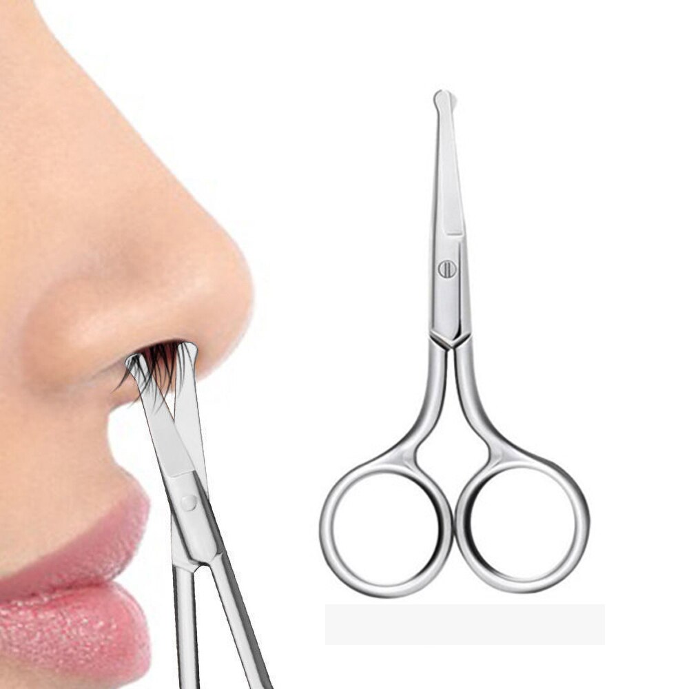 Nose Hair Scissor Stainless Steel Eyebrow Nose Hair Cut Manicure Facial Trimming Makeup Scissors Safety Hair Removal Tools