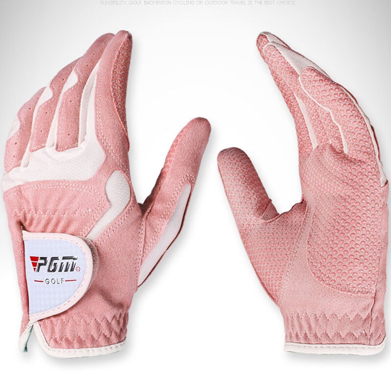 1 paar Frauen Verknüpfungen und Rechts Hand Golf Handschuhe Nicht-Unterhose Mikrofaser Tuch Sport Handschuhe Damen Weiche Atmungsaktive Handschuhe d0015: Rosa / 19