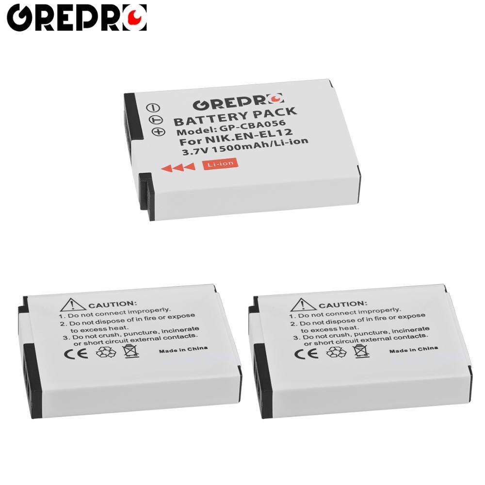 3Pcs EN-EL12 ENEL12 EN EL12 Battery + LCD USB Charger for Nikon Coolpix AW100s AW110s AW120s S610 S610c S710 S620 S630 S8000 S70: 3x Battery