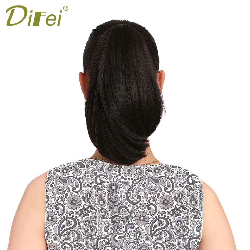 DIFEI-coleta recta corta de 6 pulgadas, resistente al calor, sintética, Natural, para el cabello, coleta