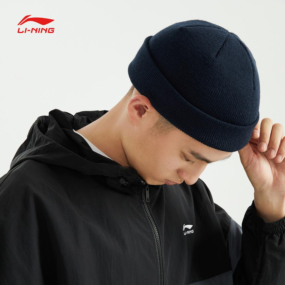 Li-ning-gorro de punto de tendencia Unisex, 100% antiestática de 21cm, forro acrílico, gorros deportivos cómodos, AMZQ054