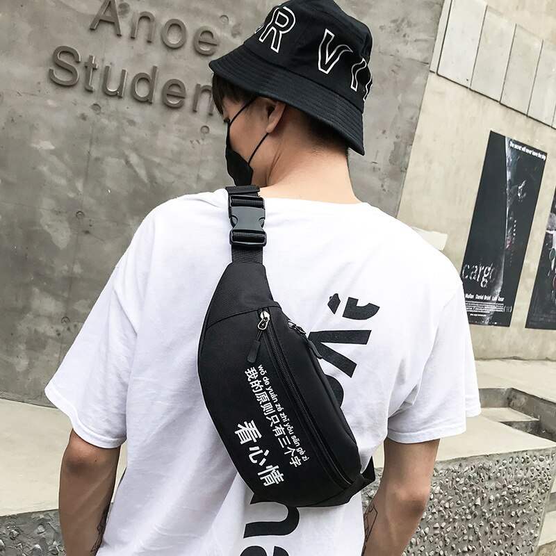 Heuptasje voor dames en heren in de vrije tijd, chinese woorden hiphop, heuptas, schoudertas, borsttas, canvas heuptas