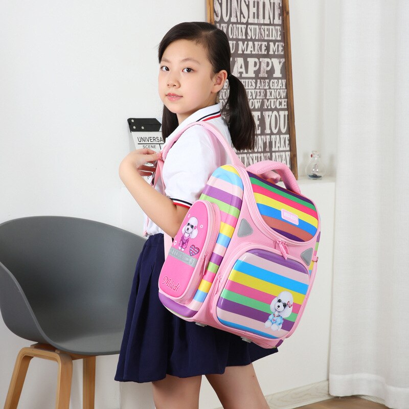 Regenboog Kleuren Meisjes Schooltassen Kinderen Ruimte Rugzak Voor Jongens Vouwen Orthopedische Satchel Rugzak Basisschool Student Zakken