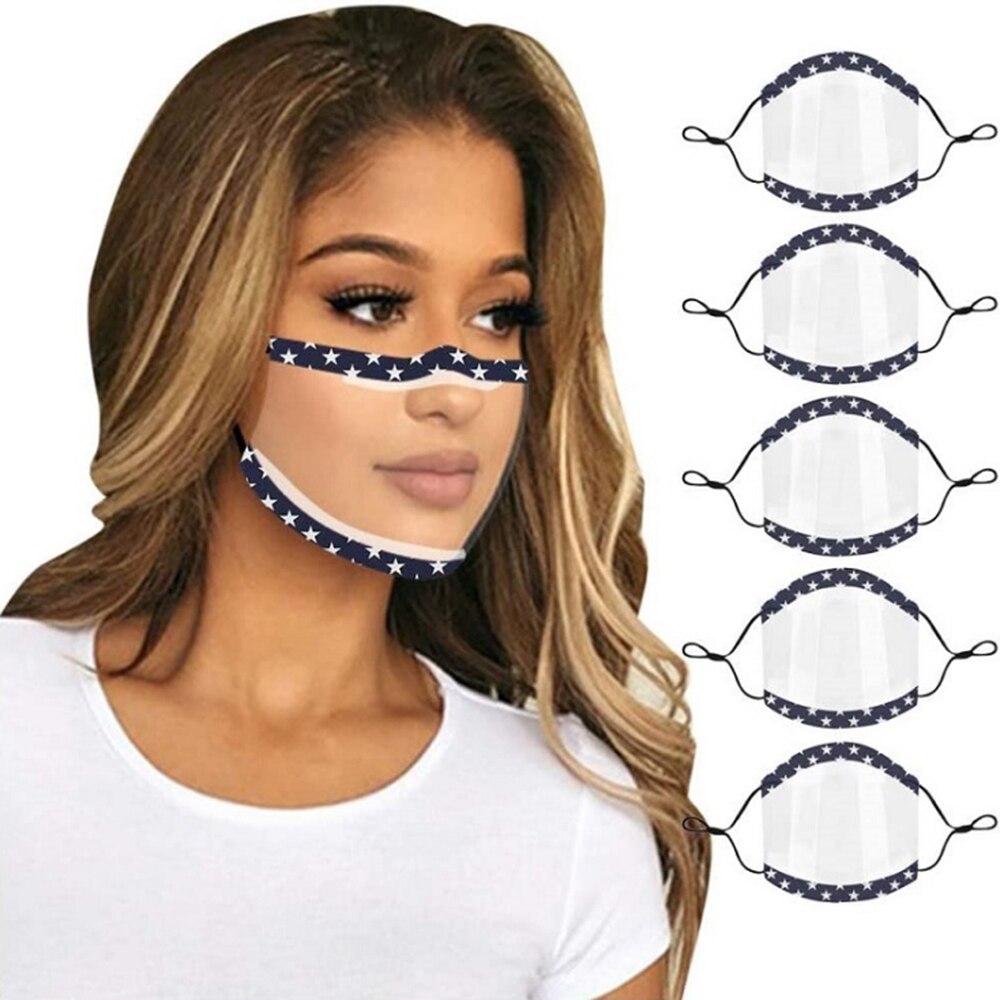 Transparent Gesicht Maske Mit Schwamm Rand Klar Fenster Sichtbar Ausdruck Gesicht Abdeckung Waschbar Maske Für Gehörlose Und Schwer Von hören: 1PC Star