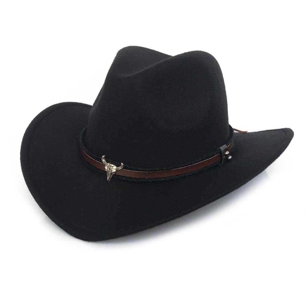 thumbnail image 2 of Western Cowboy Hat For Men & Women - Wide Brim Felt Fedora With Adjustable Strap, Classic Flat Top 2 of 13