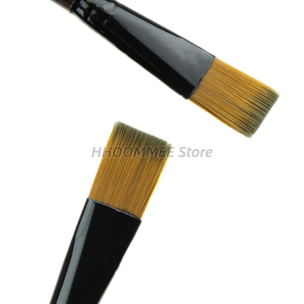 Juego de pinceles de nailon con mango de madera para pintura al óleo acrílica, diferentes tamaños, para dibujar y pintar, suministros de arte, 6 uds.