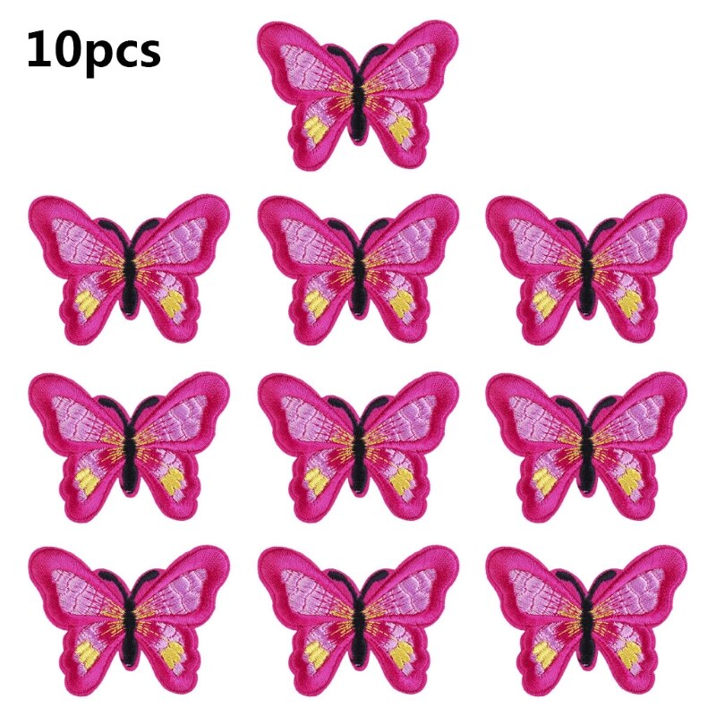 10 Stuks Multicolor Butterfly Naaien/Ijzer Op Appliques Borduren Patches Voor Arts Ambachten Diy Decoratie T-shirt Badge: 6EE406273-HP