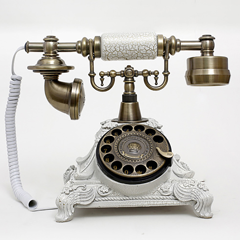 European Antique Telephone Rotary Dial Retro Landline Phone with Mechanical Ring, Speaker and Redial Function for Home