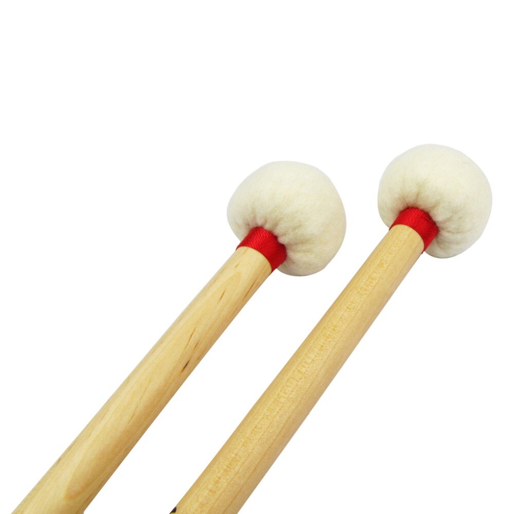 1 Pair Timpani Mallets Drumsticks Percussion Sticks Maple Handle Soft Wood Core Head Drum Accessories