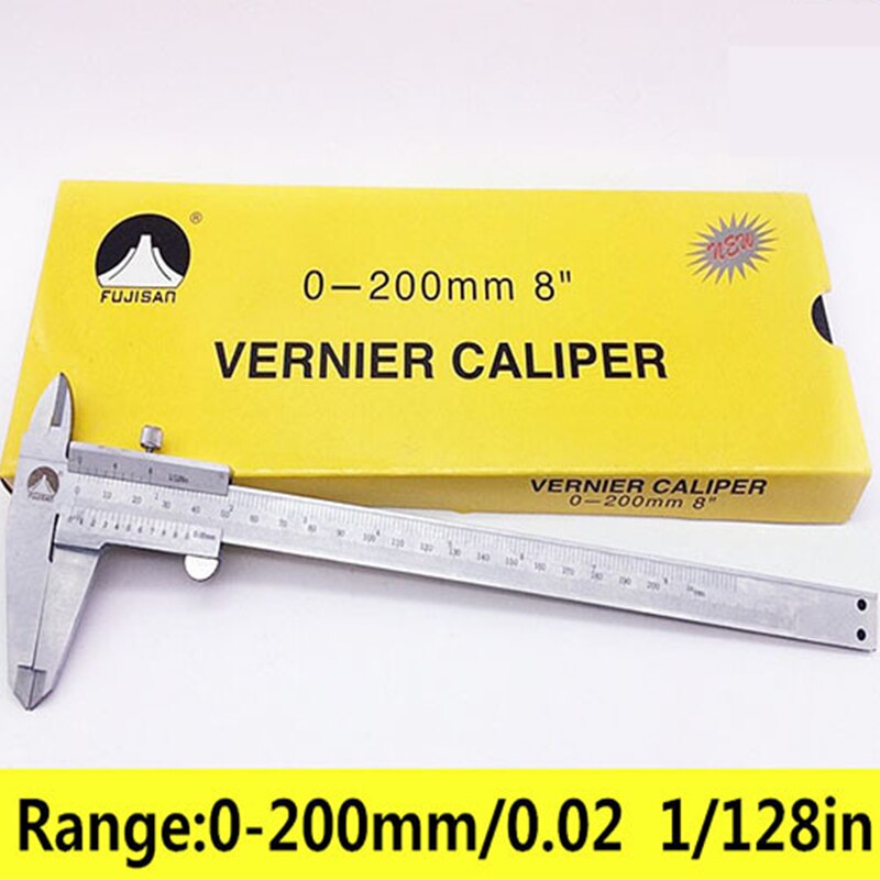 Calibrador Vernier FUJISAN de 8 "0-200mm/0,05 calibres de micrómetros de 1/12 8 pulgadas, herramientas de medición de calibre de acero inoxidable
