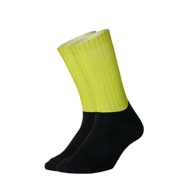 Silicone Non-slip Cycling Socks Functional Fiber Men Women Bicycle Bike Socks Anti Slip Hiking Camping Sport Socks: Yellow