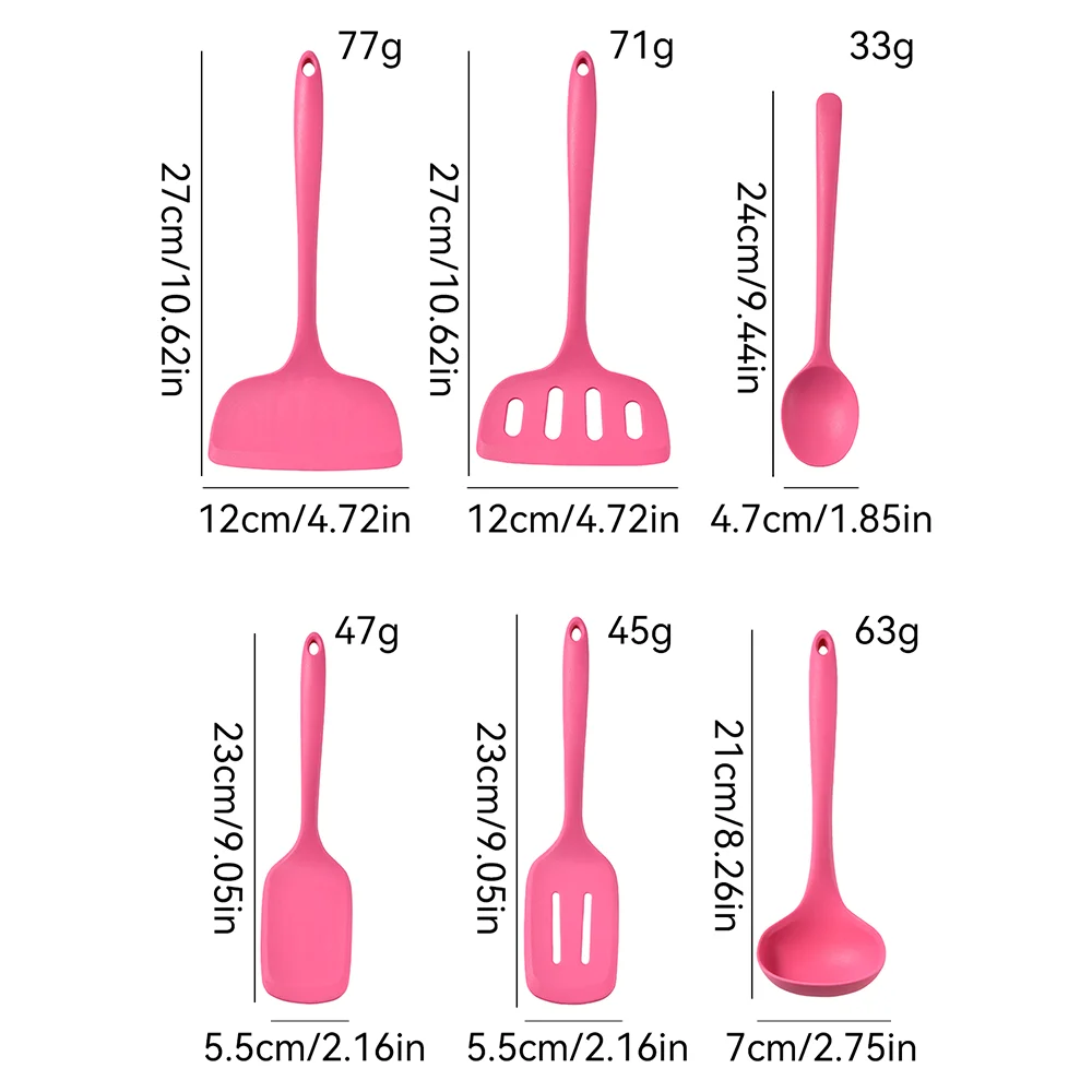 1/6 Stuks Roze Siliconen Keukengerei Set Met Non-stick Pannen Siliconen Spatel Soeplepel Koken gereedschap Voor Keuken