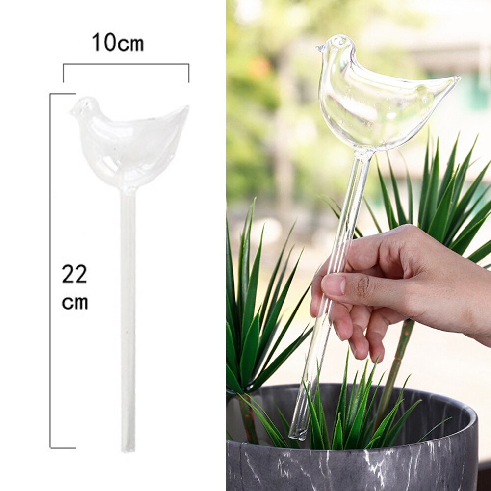 4 Types Glass Plant Flowers Water Feeder Automatic Self Watering Devices Bird Star Heart Plant Waterer: Bird