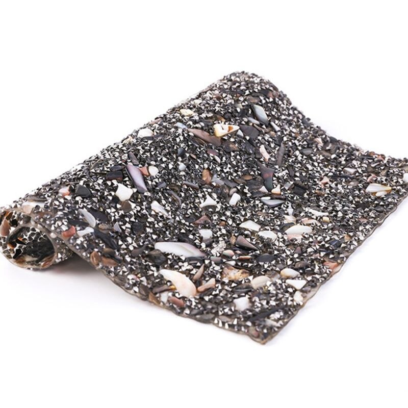 Glitter farverige shell stenperler trim jern på rhinestone mesh hotfix sticker 23ge: 6 ee 501992-3