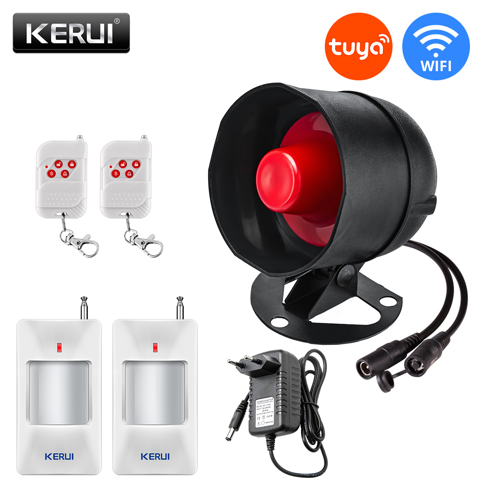 KERUI Tuya WIFI inteligente sistema de alarma de seguridad inalámbrico sirena hogar antirrobo Sensor de puerta de movimiento Compatible con Google Home Alexa 433Mhz: Oro