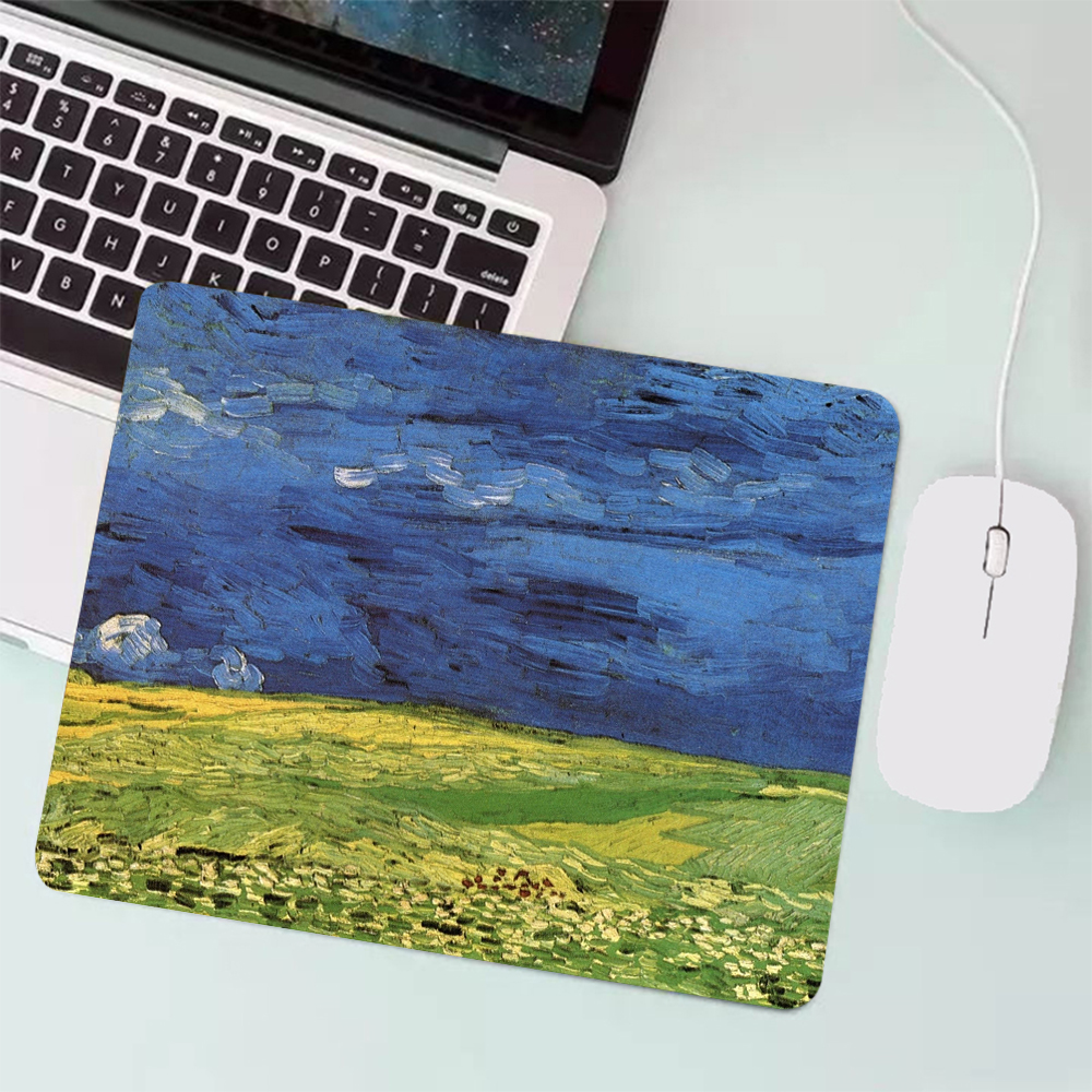 Van Gogh Painting Small Gaming Mouse Pad PC Gamer Keyboard Mousepad Computer Mouse Mat Laptop Carpet Anime Mause pad Desk Mat: 60x40 cm / SKY BLUE